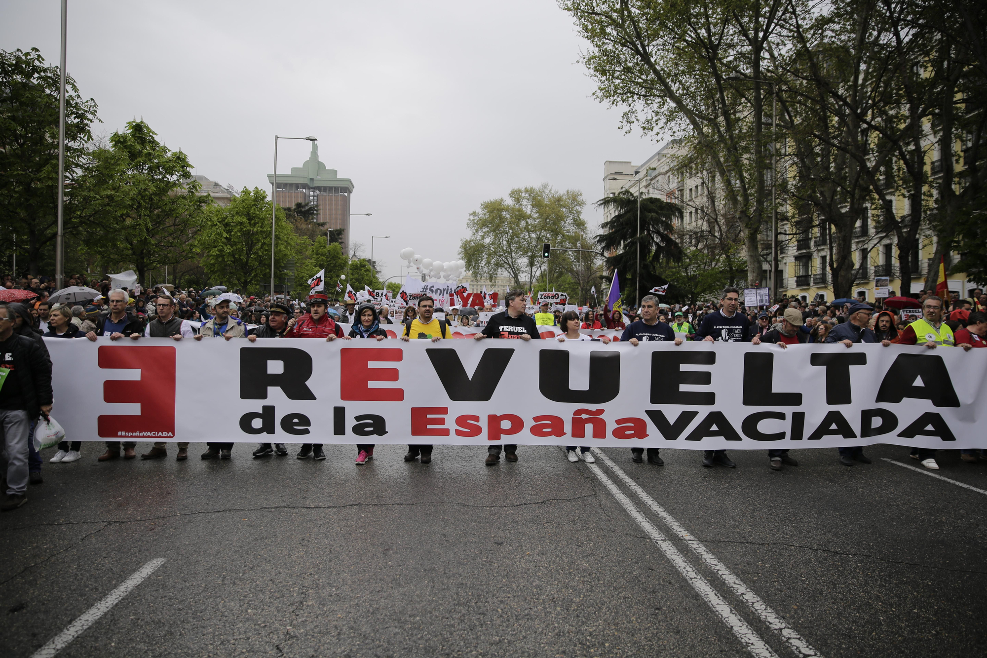 La cabecera de la manifestación de la España vaciada en Madrid