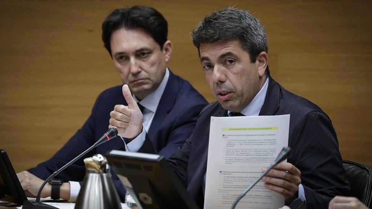 Carlos Mazón, en la comisión de investigación de la dana en las Corts Valencianes.