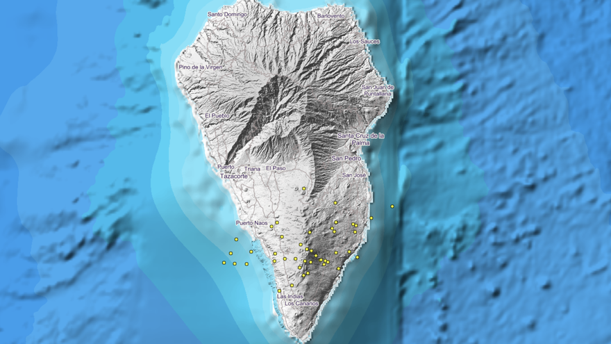 Mapa del IGN donde se indica los últimos movimientos sísmicos.