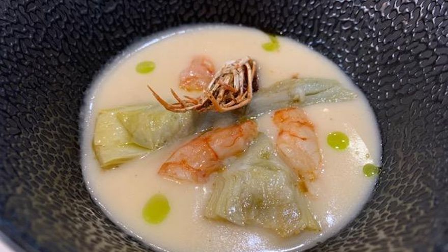 Crema de jamón y alcachofas.