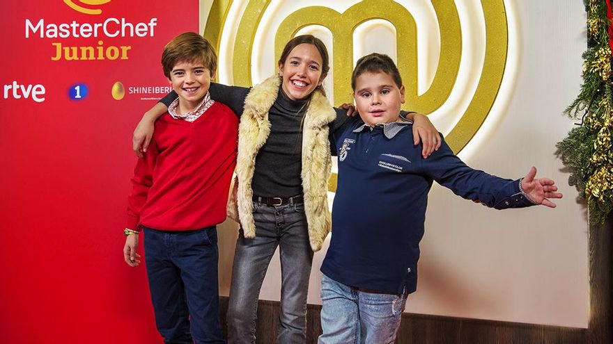Juan, Lu y Albert en la presentación de 'MasterChef Junior 7'