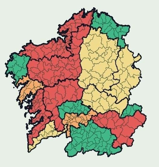 Mapa de la alerta por calor en Galicia para este viernes 3 de julio