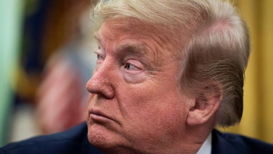 US President Donald J. Trump makes remarks as he signs a Proclamation in honor of National Nurses Day in the Oval Office, in the White House, Washington, DC, USA, 06 May 2020.