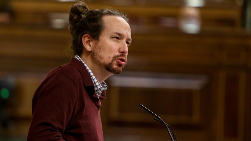 El vicepresidente segundo y líder de Unidas Podemos, Pablo Iglesias, interviene en una sesión plenaria en el Congreso de los Diputados, en Madrid (España), a 2 de diciembre de 2020.
