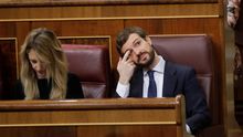 Pablo Casado y Cayetana Álvarez de Toledo, durante la sesión de control.