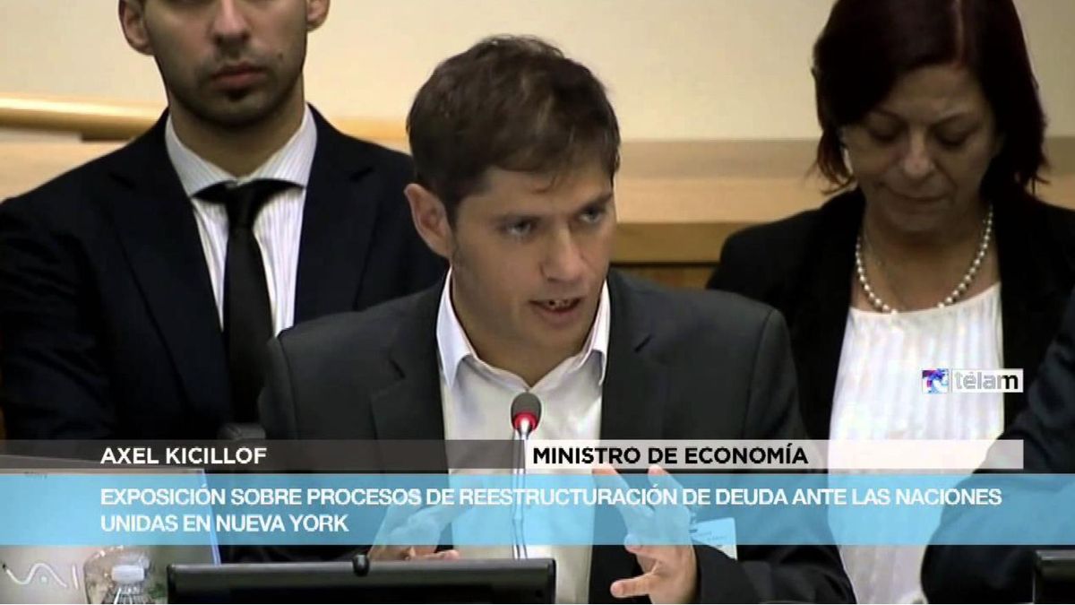 Kicillof, cuando era ministro de Economía en 2015 y disertó en la ONU contra los fondos buitre.