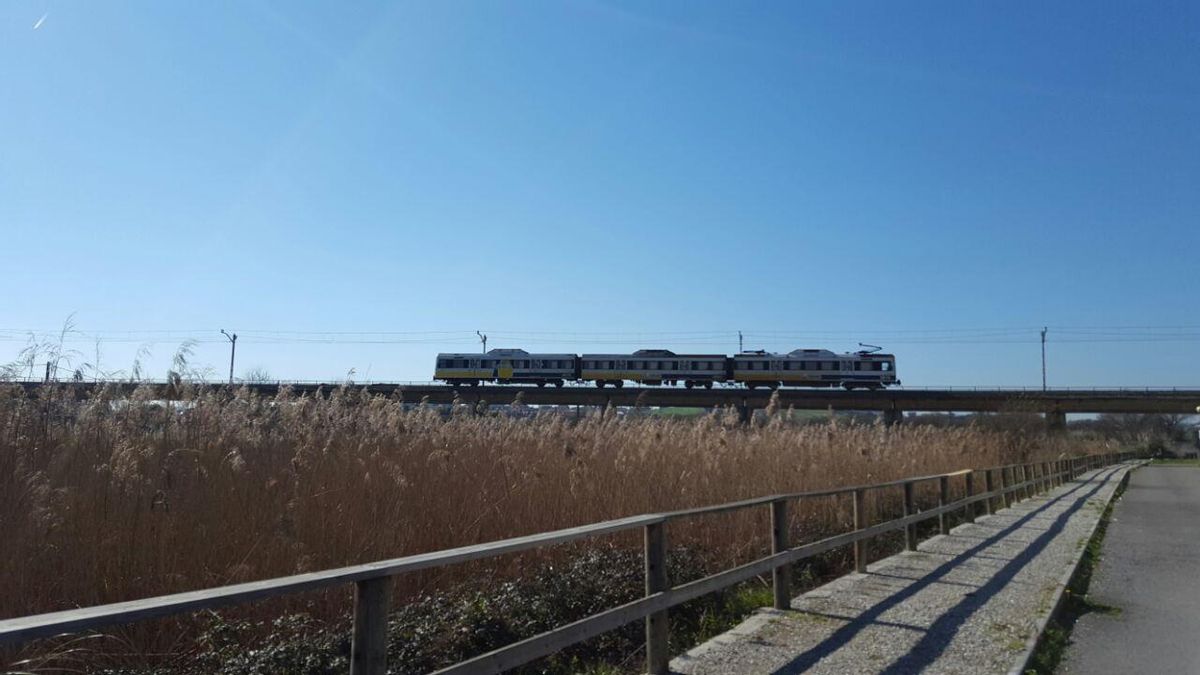 Tren de Feve a su paso por la red cántabra.