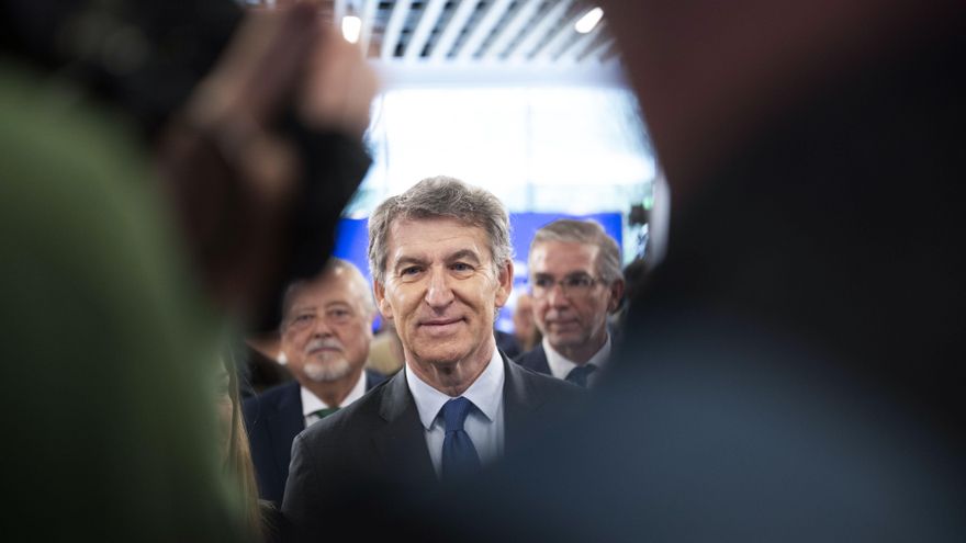 Alberto Núñez Feijóo a su llegada a un acto este miércoles en Santander.