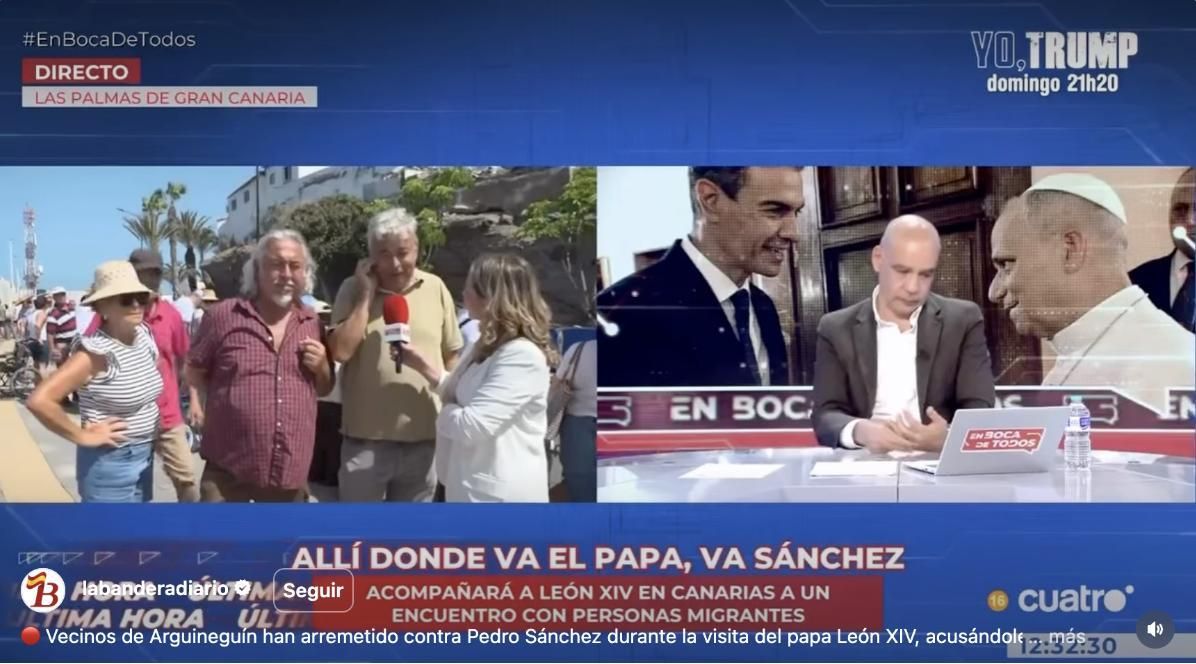 Juan Carlos y José Luis Sánchez, a la izquierda, mientras intervenían en el programa 'En boca de todos'.