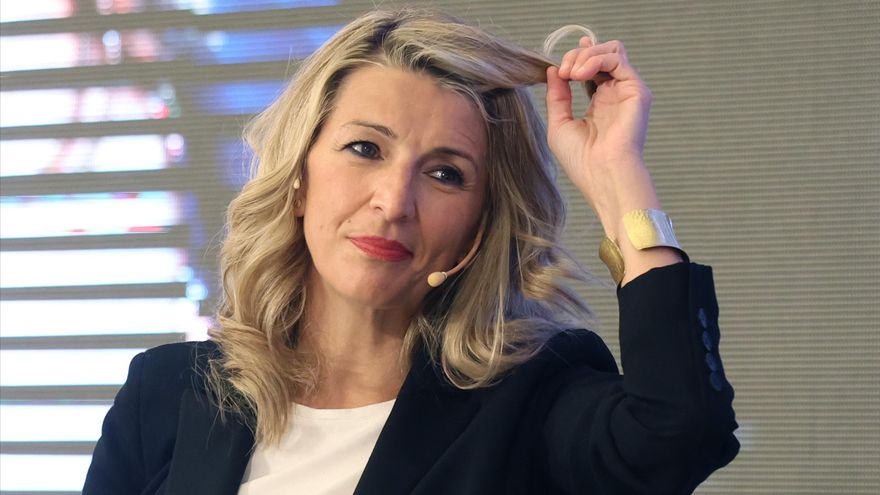 La vicepresidenta segunda y ministra de Trabajo y Economía Social, Yolanda Díaz, durante la presentación del libro ‘Melancolía. Metamorfosis de una ilusión política'.