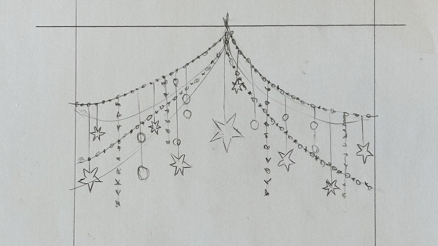 Boceto del diseño de Suma Cruz para el alumbrado navideño de Madrid de este año
