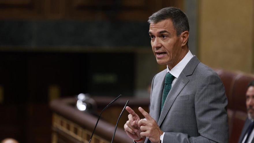 El presidente del Gobierno, Pedro Sánchez, comparece este jueves en el Congreso de los Diputados para informar de la gestión de la crisis en Ceuta. EFE/ Chema Moya