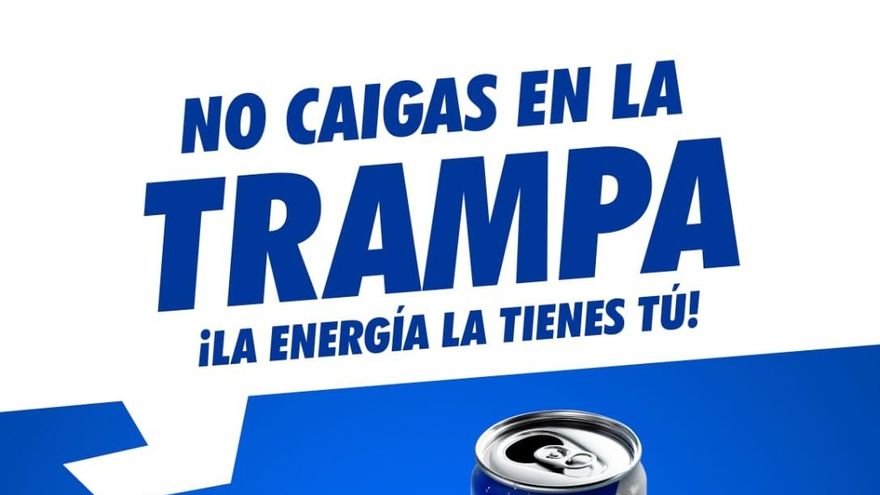 Cartel de la campaña de la Consejería de Salud sobre las bebidas energéticas