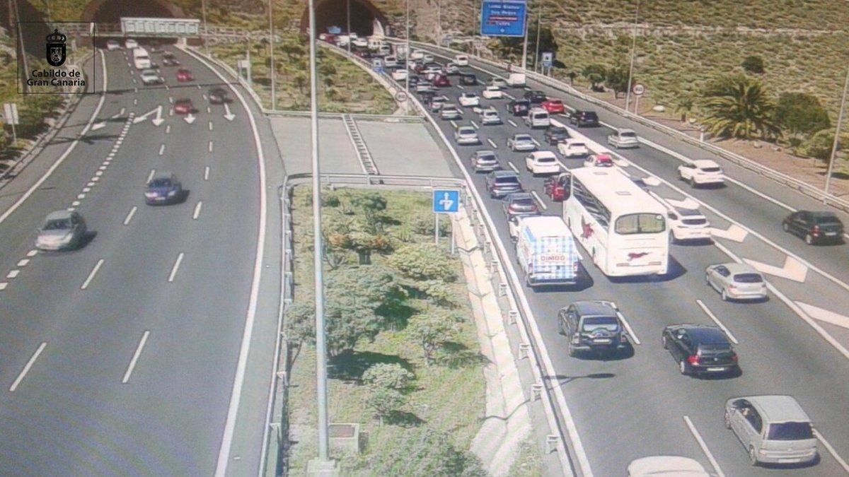 Imagen de archivo de un atasco en la circunvalación de Las Palmas de Gran Canaria.