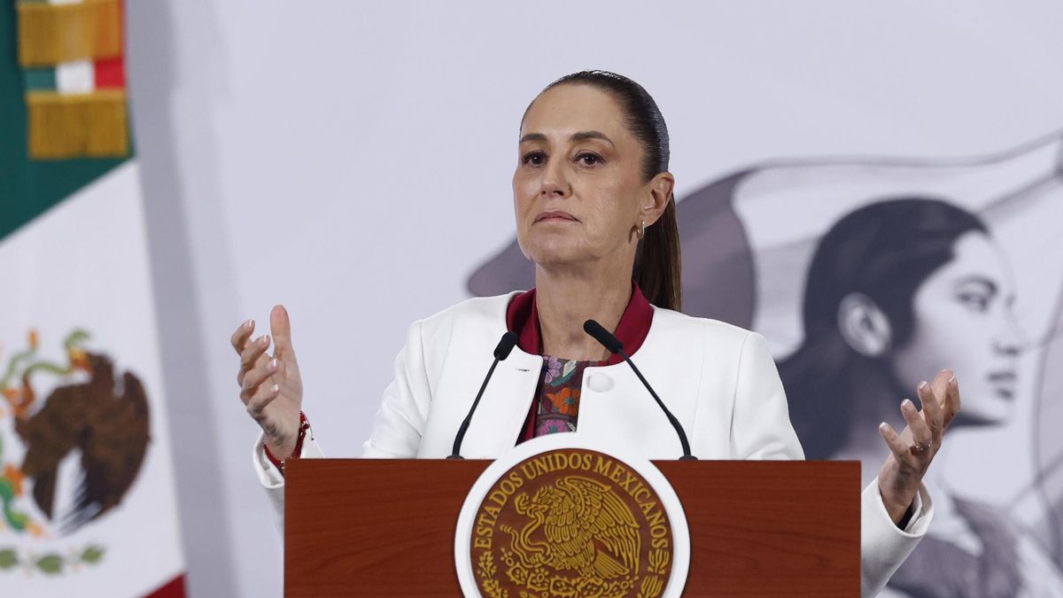La presidenta de México, Claudia Sheinbaum, durante una rueda de prensa en el Palacio Nacional de Ciudad de México, el 5 de enero de 2026.