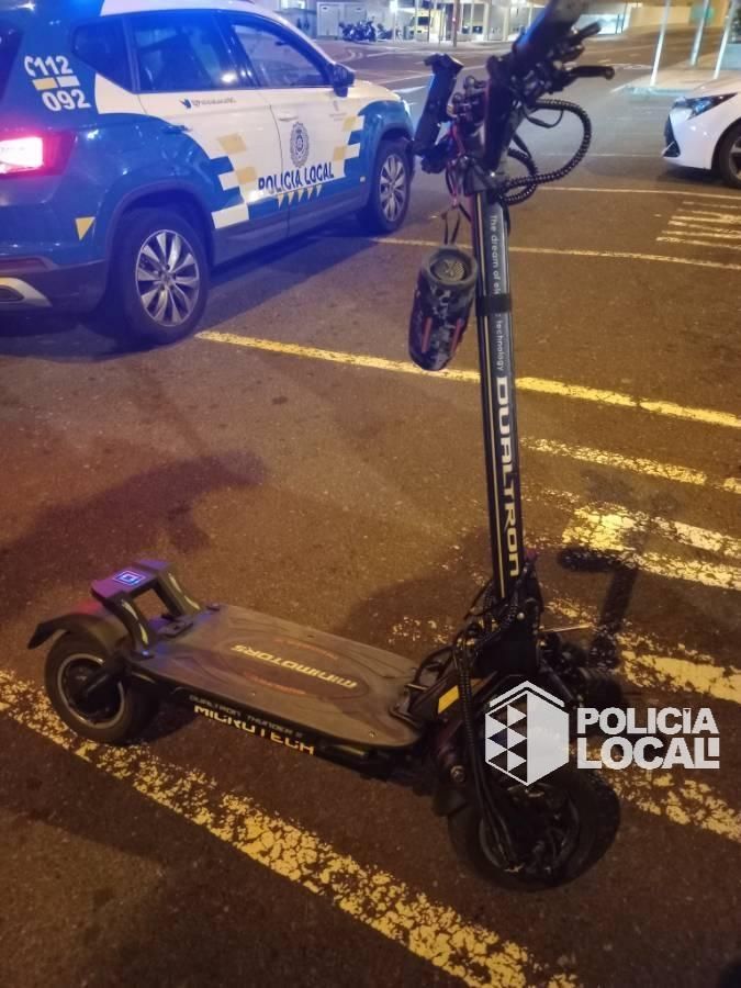 Patinete que circulaba a casi 100 kilómetros por hora en Santa Cruz de Tenerife, interceptado por la Policía Local.