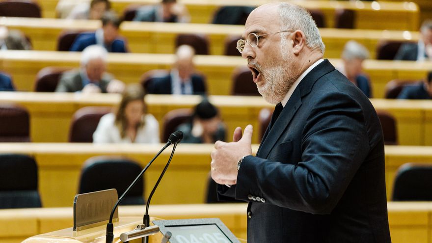 Eduard Pujol, de Junts, en su discurso en el Senado el 28 de enero.