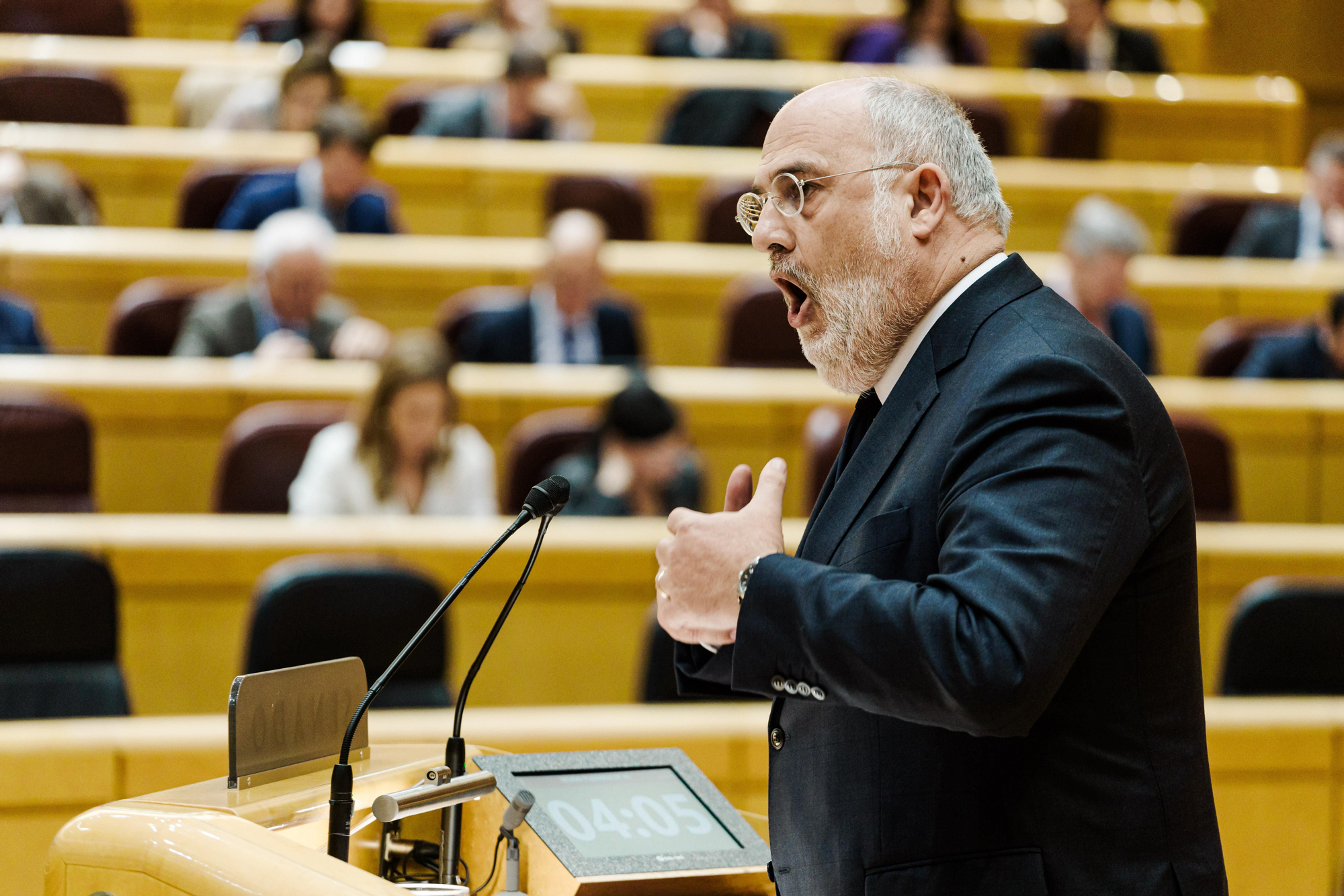 Eduard Pujol, de Junts, en su discurso en el Senado el 28 de enero.