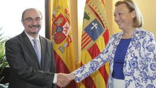 El presidente de Aragón, Javier Lambán, y la expresidenta, Luisa Fernanda Rudi. Foto: Aragón hoy