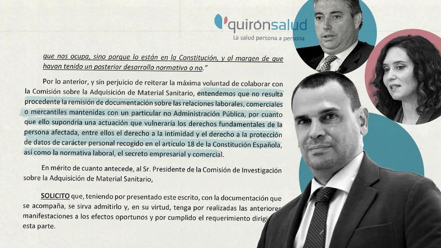 Quirón invoca la protección de datos para no mandar al Congreso documentos de su relación comercial con la pareja de Ayuso