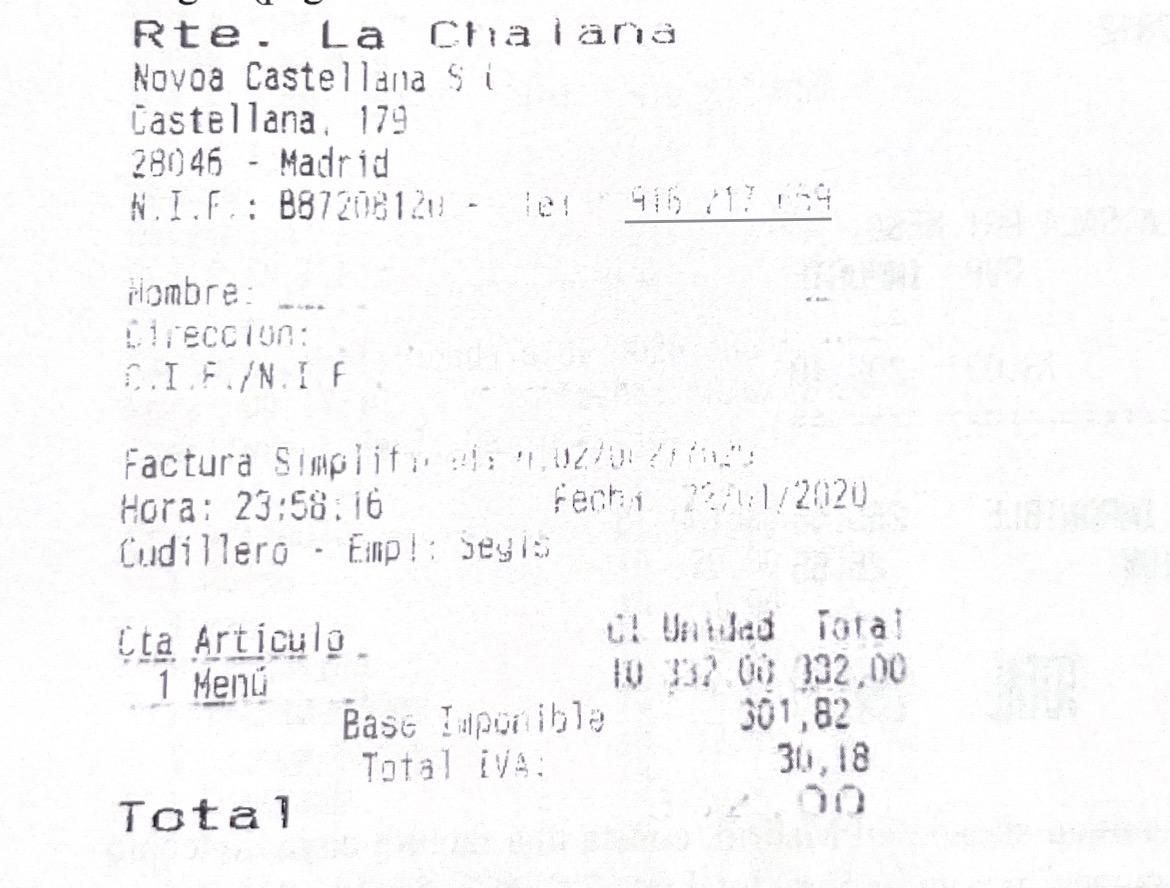 Ticket La Chalana.