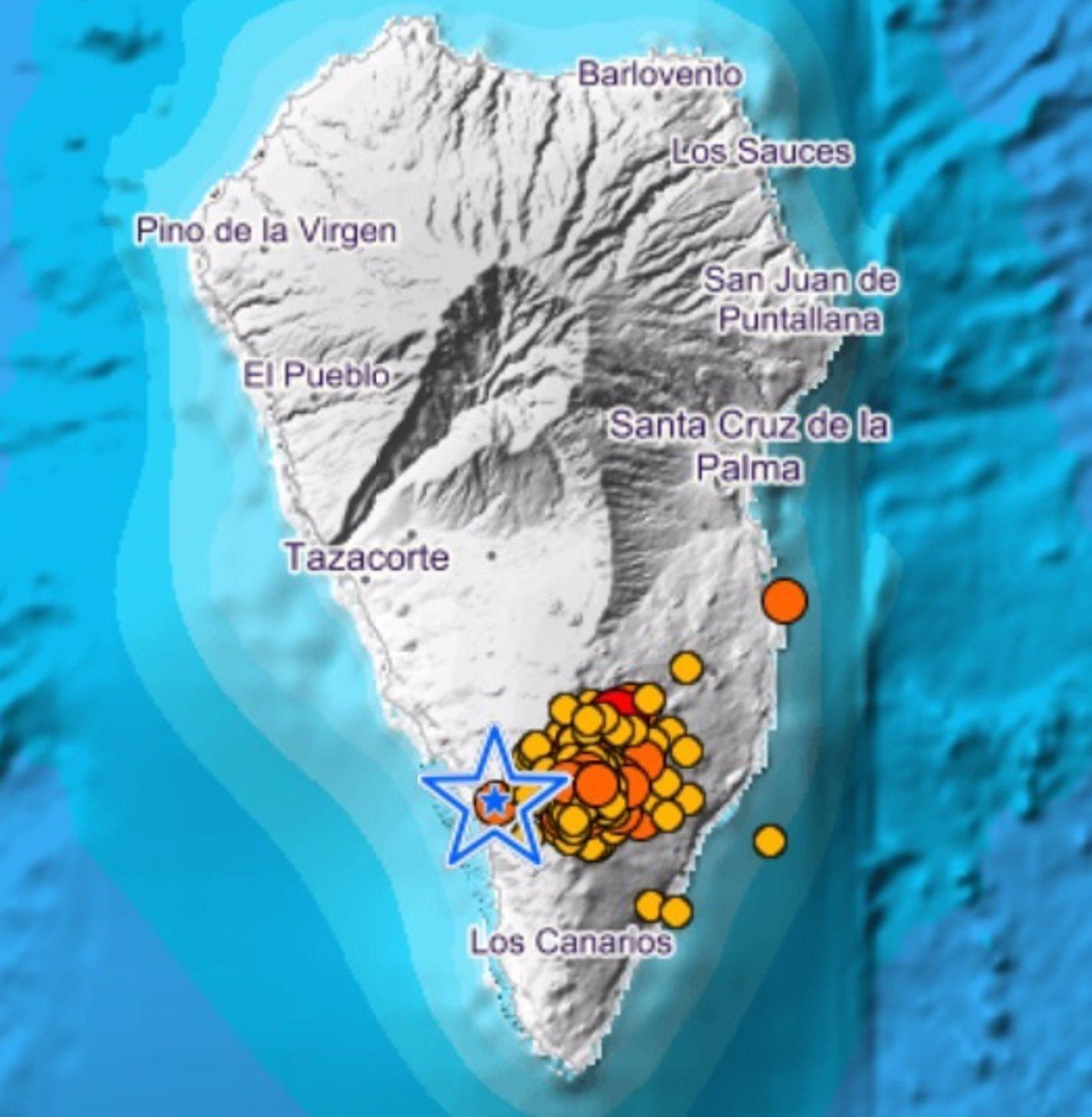 Mapa del IGN del registro de sismos la pasada medianoche.