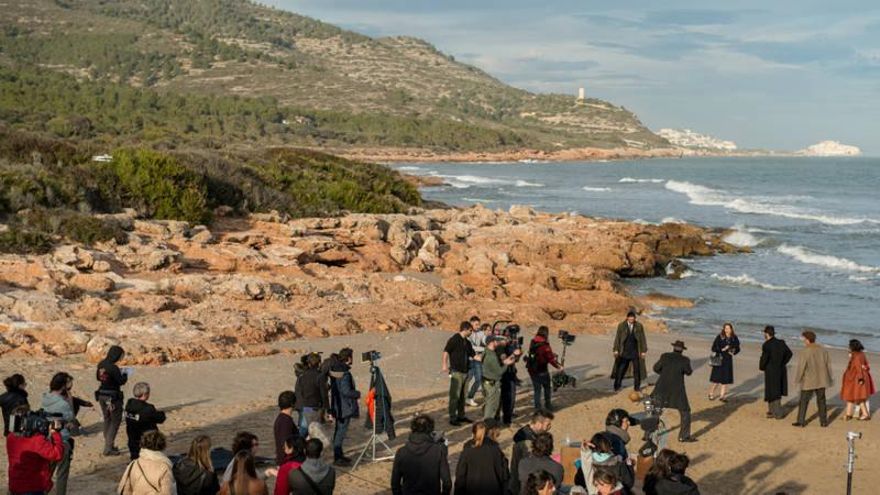 Rodaje de una escena de 'El Ministerio del Tiempo' en Peñíscola