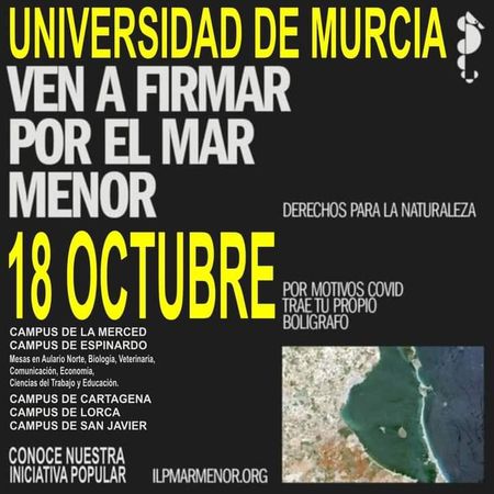Recogida de firmas para dotar de derechos al Mar Menor en la Universidad de Murcia
