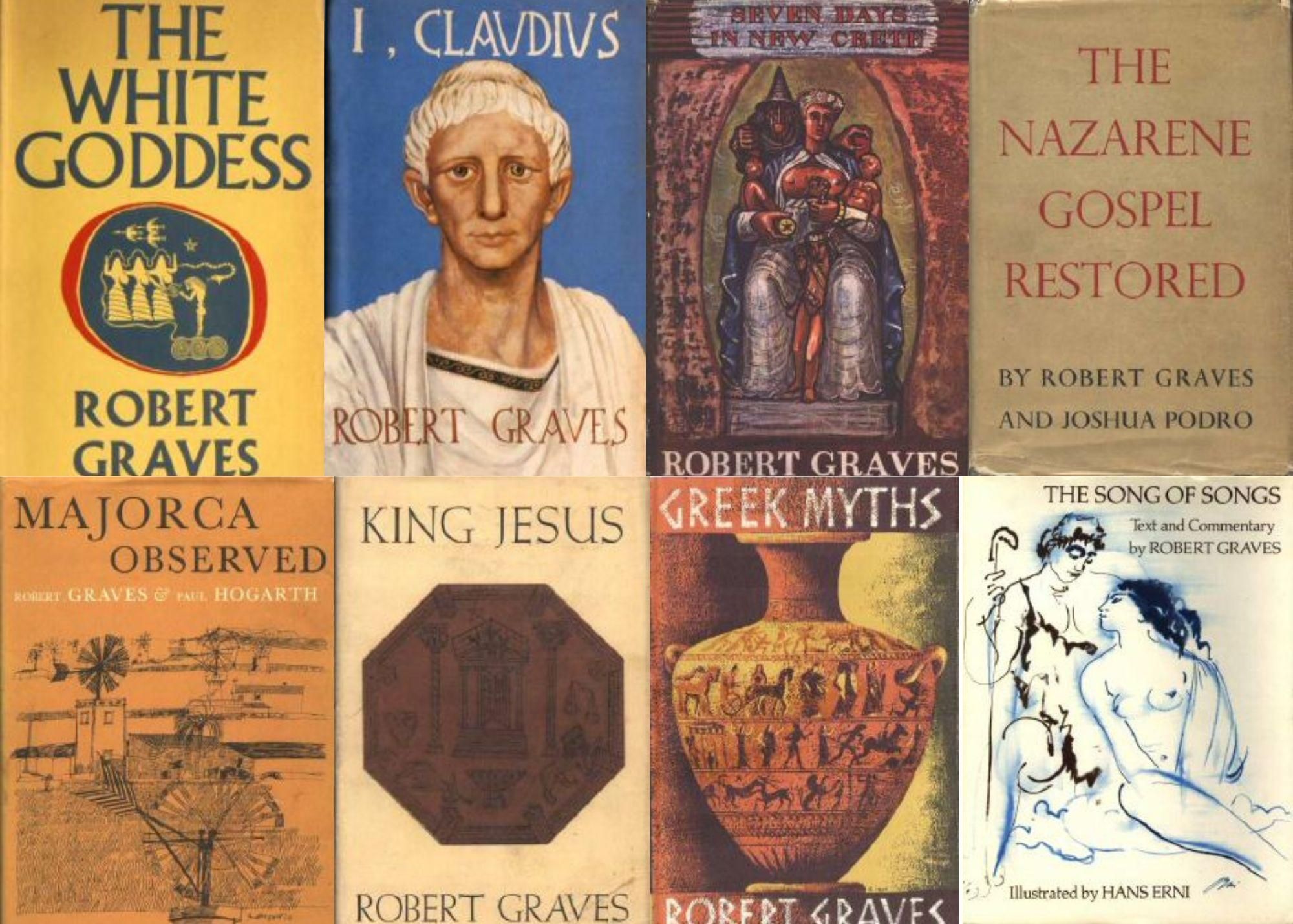 Portadas de primeras ediciones de algunas de las obras más conocidas de Robert Graves, muchas de ellas escritas en Deià.