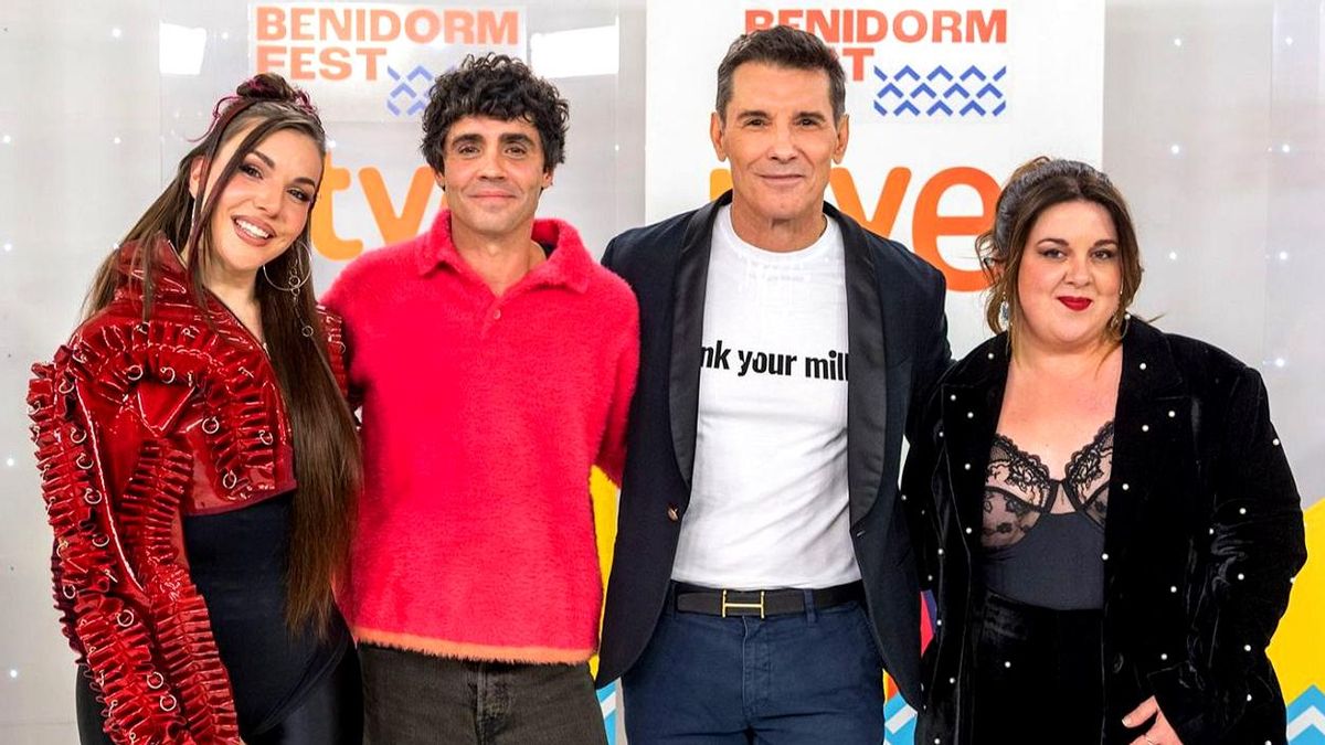 Inés Hernand, Javier Ambrossi, Jesús Vázquez y Lalachus, presentadores del Benidorm Fest 2026