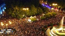 Manifestación en la plaza de Neptuno en Madrid, cerca del Congreso / J.L.S.