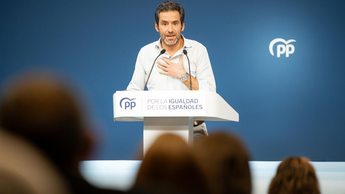 El vicesecretario de Cultura y Sociedad Abierta del PP, Borja Sémpe, durante una rueda de prensa posterior a la reunión del Comité de Dirección del PP, en la sede nacional del partido, a 24 de octubre de 2023, en Madrid (España).