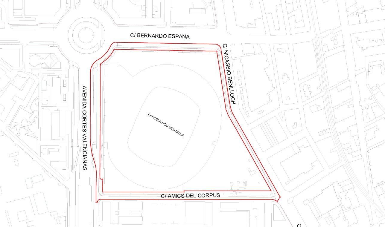 Plano de la planta viaria que quedará en la manzana del nuevo estadio.