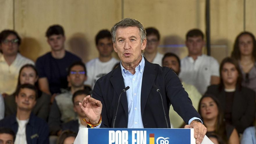 HUESCA, 13/10/2026.- El presidente del PP, Alberto Núñez Feijóo, asiste este martes a un acto del partido en Huesca. EFE/ Javier Blasco