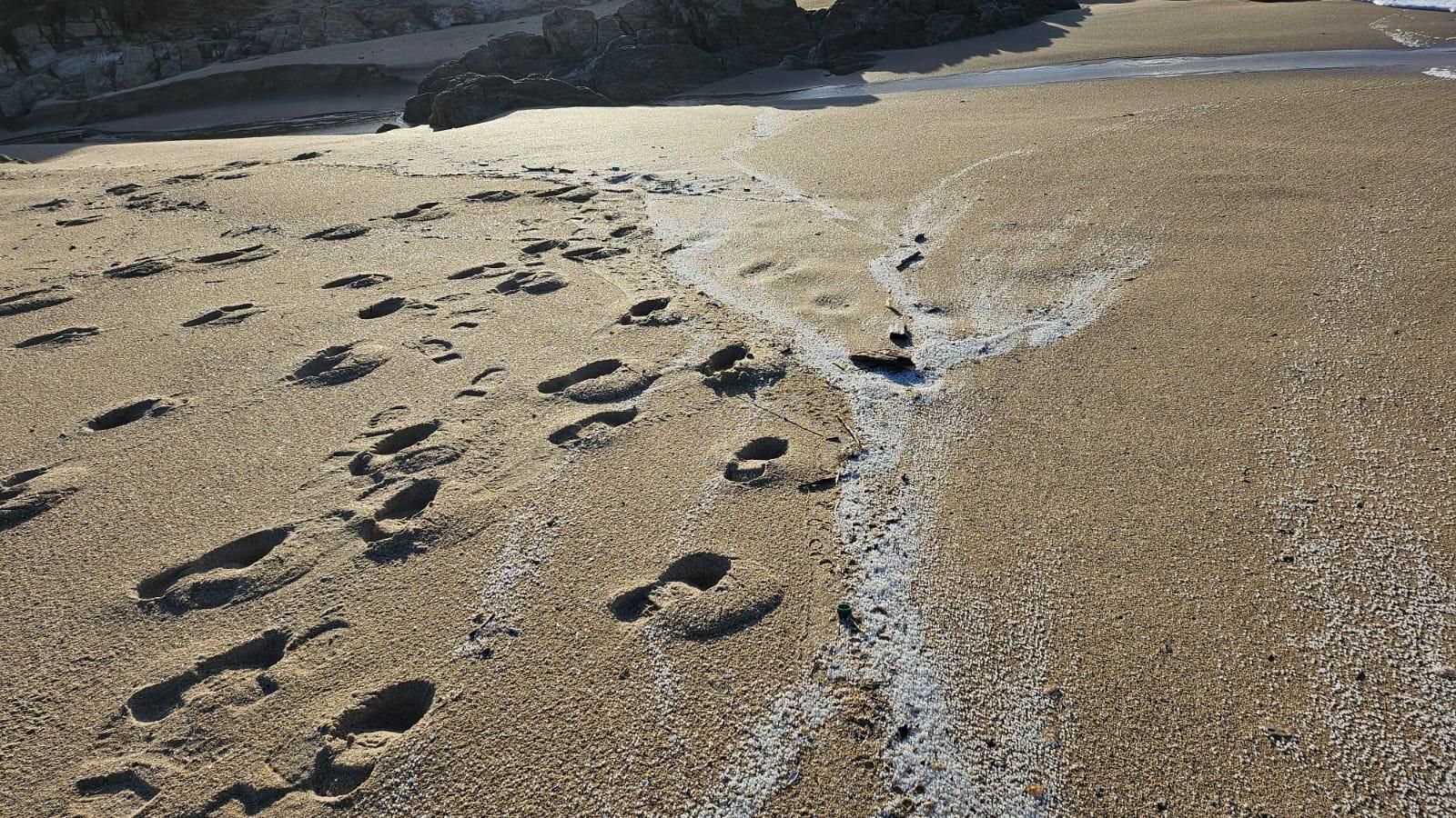El primer día de trabajo no fue suficiente, y eso que la arena dejaba buena muestra del esfuerzo de Rodrigo.
