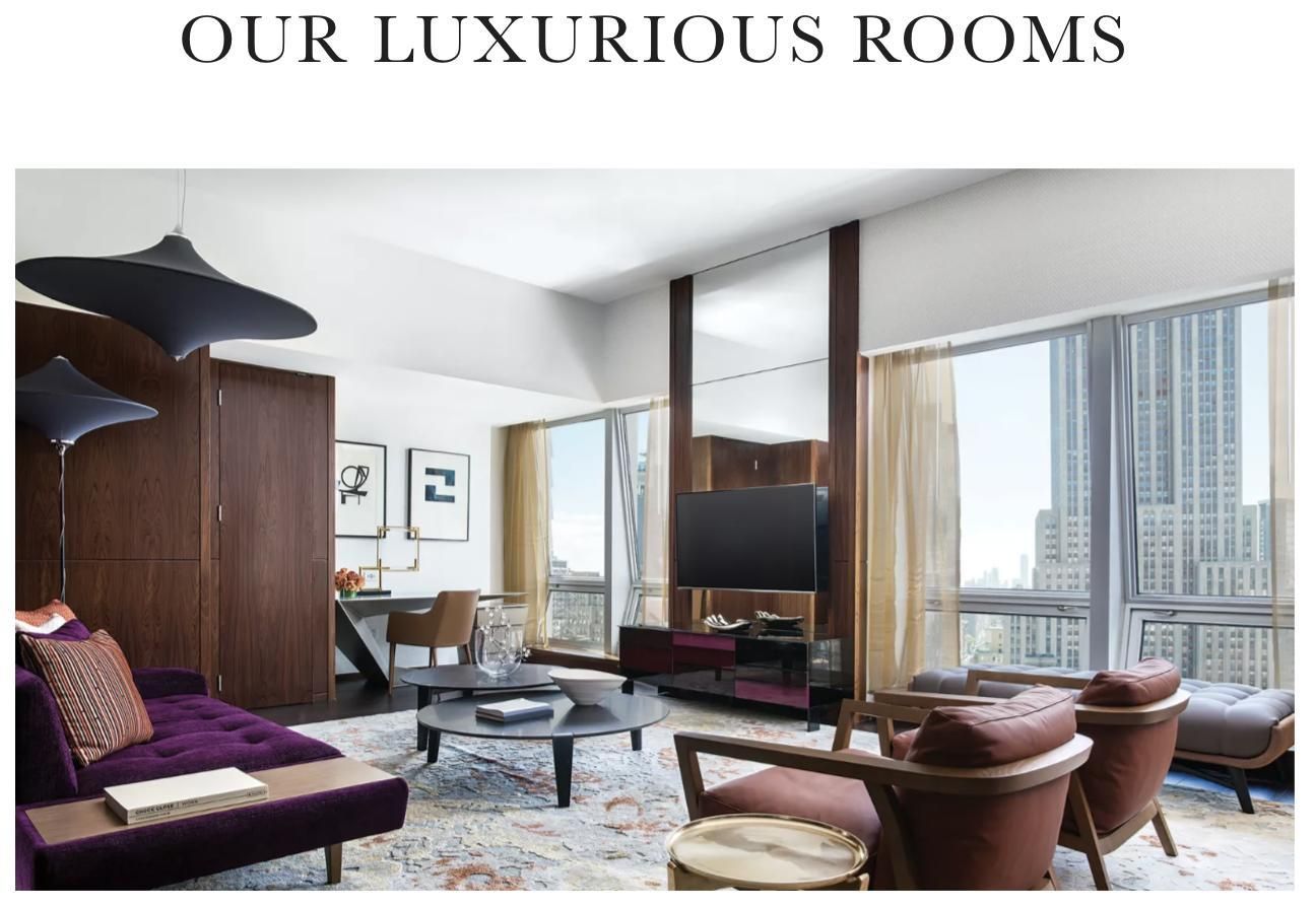 La promoción de una de las habitaciones en el hotel The Langham de Nueva York.