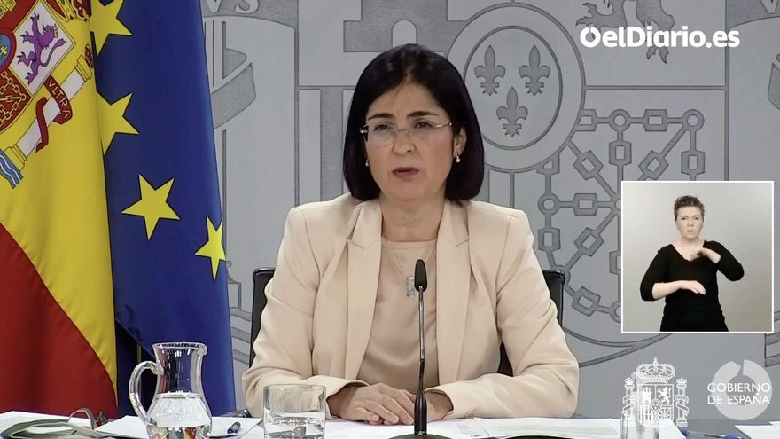 La ministra de Sanidad, Carolina Darias, en rueda de prensa.