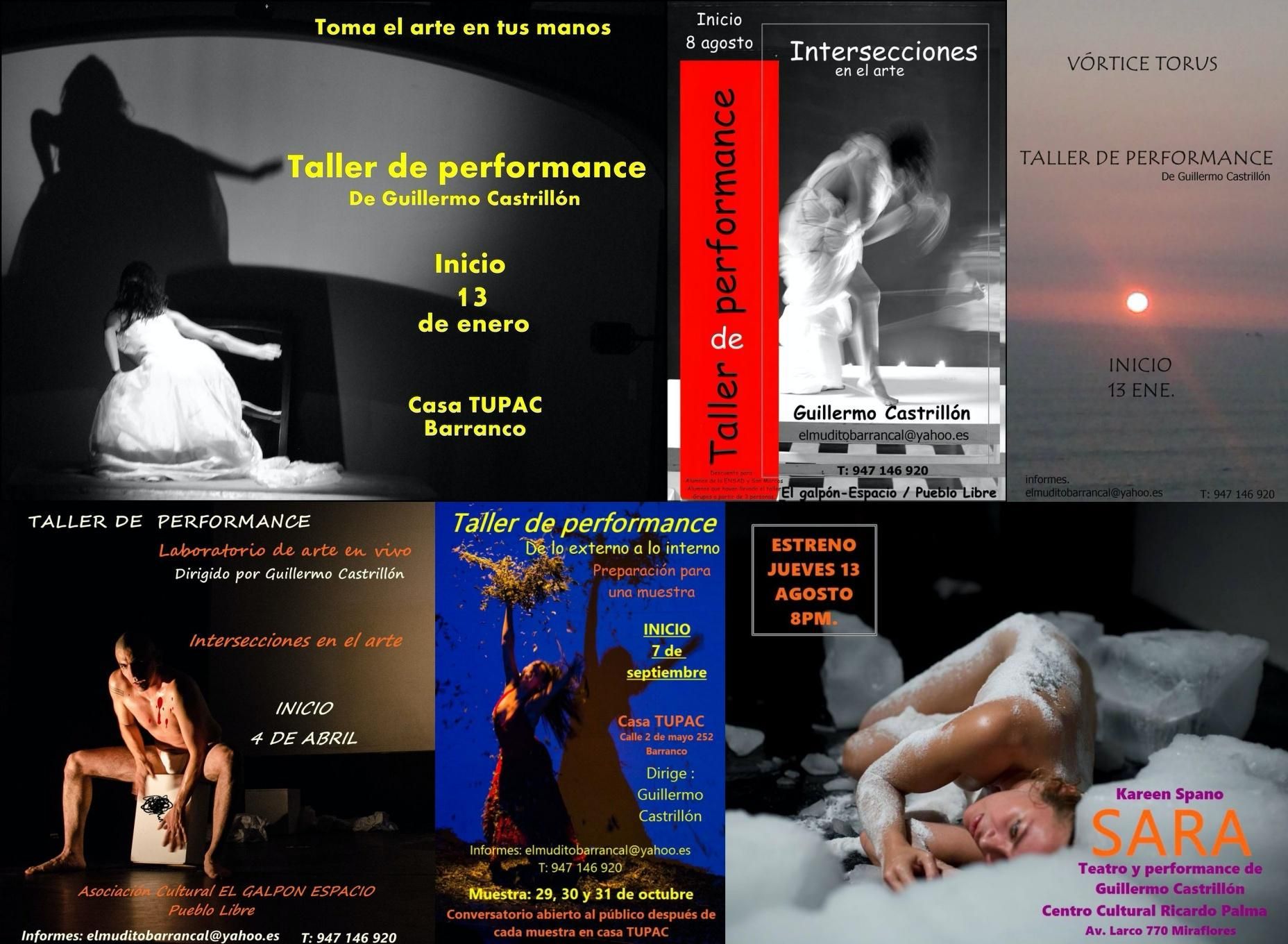 Flyers de los talleres que impartía Castrillón