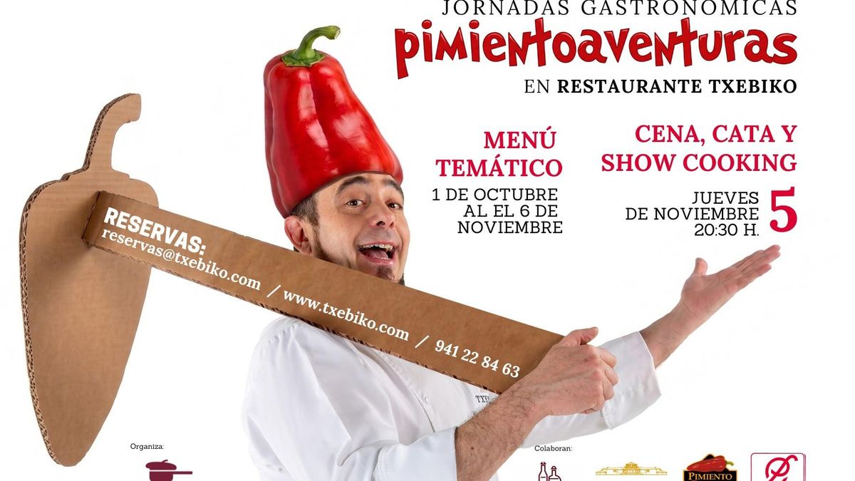 Cartel de las jornadas 'Pimientoaventuras' en el restaurante Txebiko de Logroño