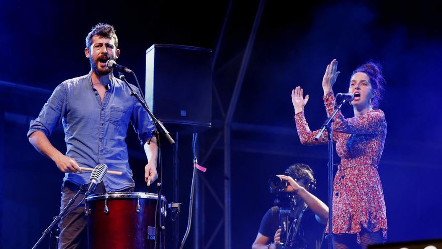 El grupo polifónico San Salvador, de Francia, durante el concierto que ofreció este sábado en la tercera jornada del festival de música, artes y danza Womad Las Palmas de Gran Canaria 2022. EFE/ Elvira Urquijo A.