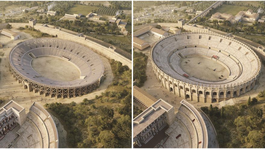 La antigua Mérida tuvo un primer anfiteatro de piedra y madera de estructura militar