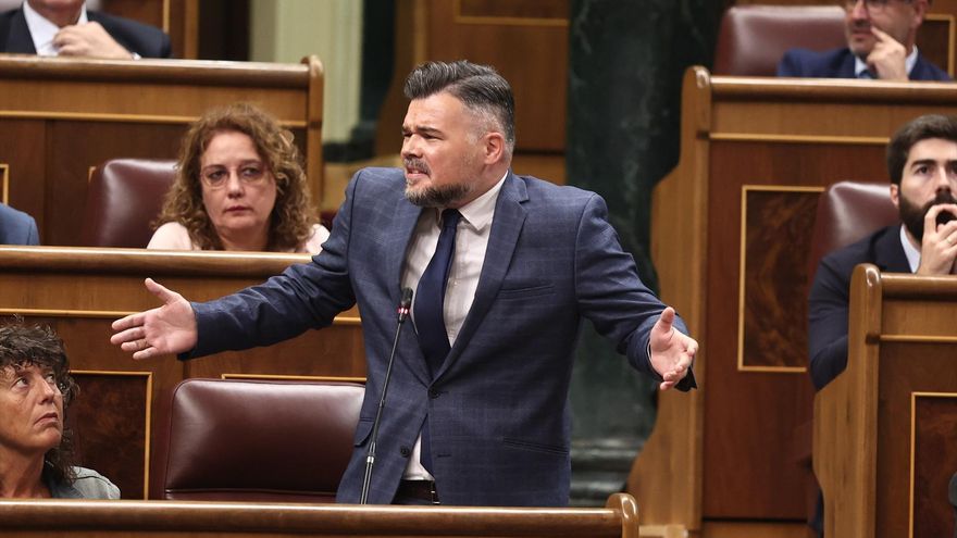 El portavoz de ERC en el Congreso, Gabriel Rufian, interviene durante una sesión plenaria en el Congreso de los Diputados, a 9 de septiembre de 2026, en Madrid (España). Eduardo Parra / Europa Press