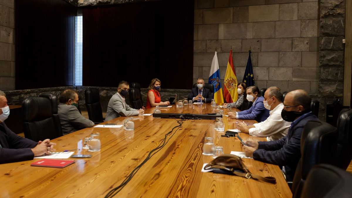 Reunión entre el presidente de Canarias y su consejera de Agricultura, Ganadería y Pesca con las organizaciones profesionales agrarias y entidades empresariales de este sector en las Islas.