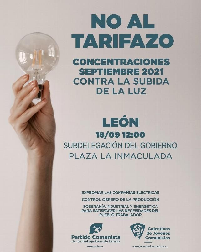 Manifestación contra la subida de la luz en León, este sábado.