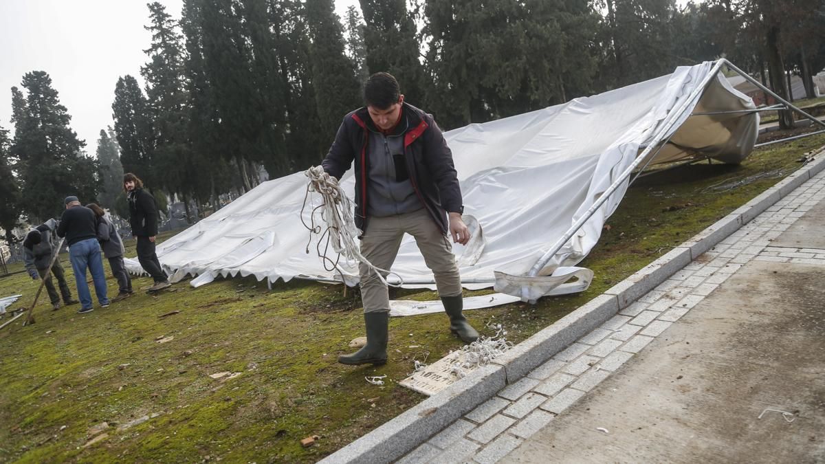 Comienzan a desinstalar las carpas de protección y a cerrar fosas del cementerio de La Salud.
