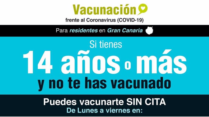 Sanidad activa la vacunación sin cita para mayores de 14 años en Tenerife y Gran Canaria