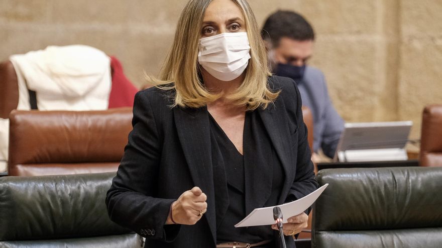 La consejera de Fomento, Infraestructuras y Ordenación del Territorio, Marifrán Carazo, en una foto de archivo en el Pleno del Parlamento de Andalucía.