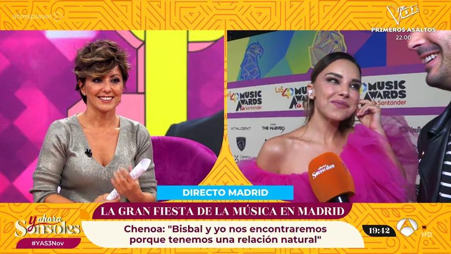 Sonsoles Ónega se disculpó con Chenoa por preguntarle insistentemente sobre Bisbal: "¿Qué necesidad hay?"