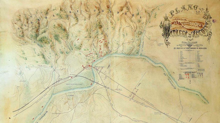 Plano de la batalla de Alcolea 28 de Septiembre de 1868 (Miguel Abajo)