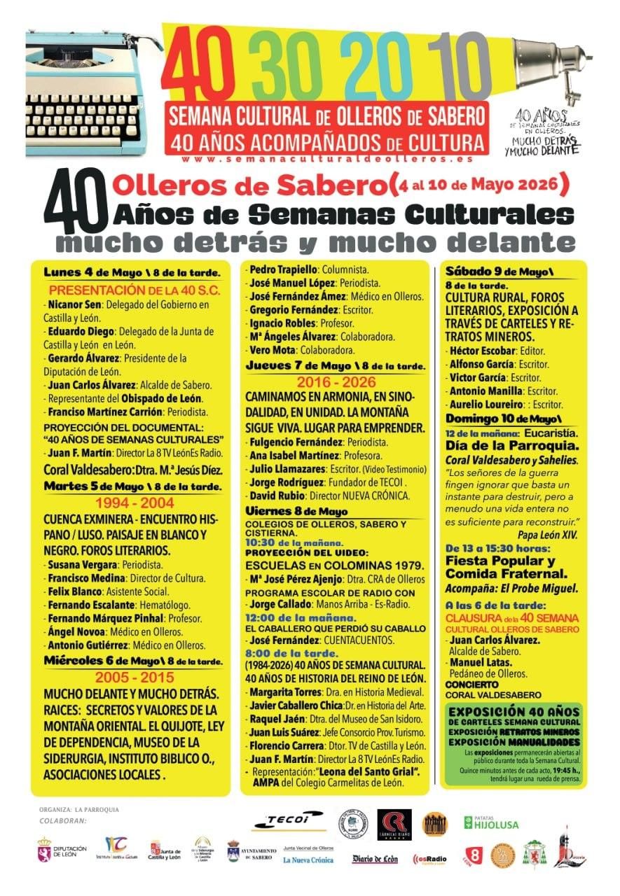 Programación de la edición número 40 de la Semana Cultural de Olleros de Sabero. 
